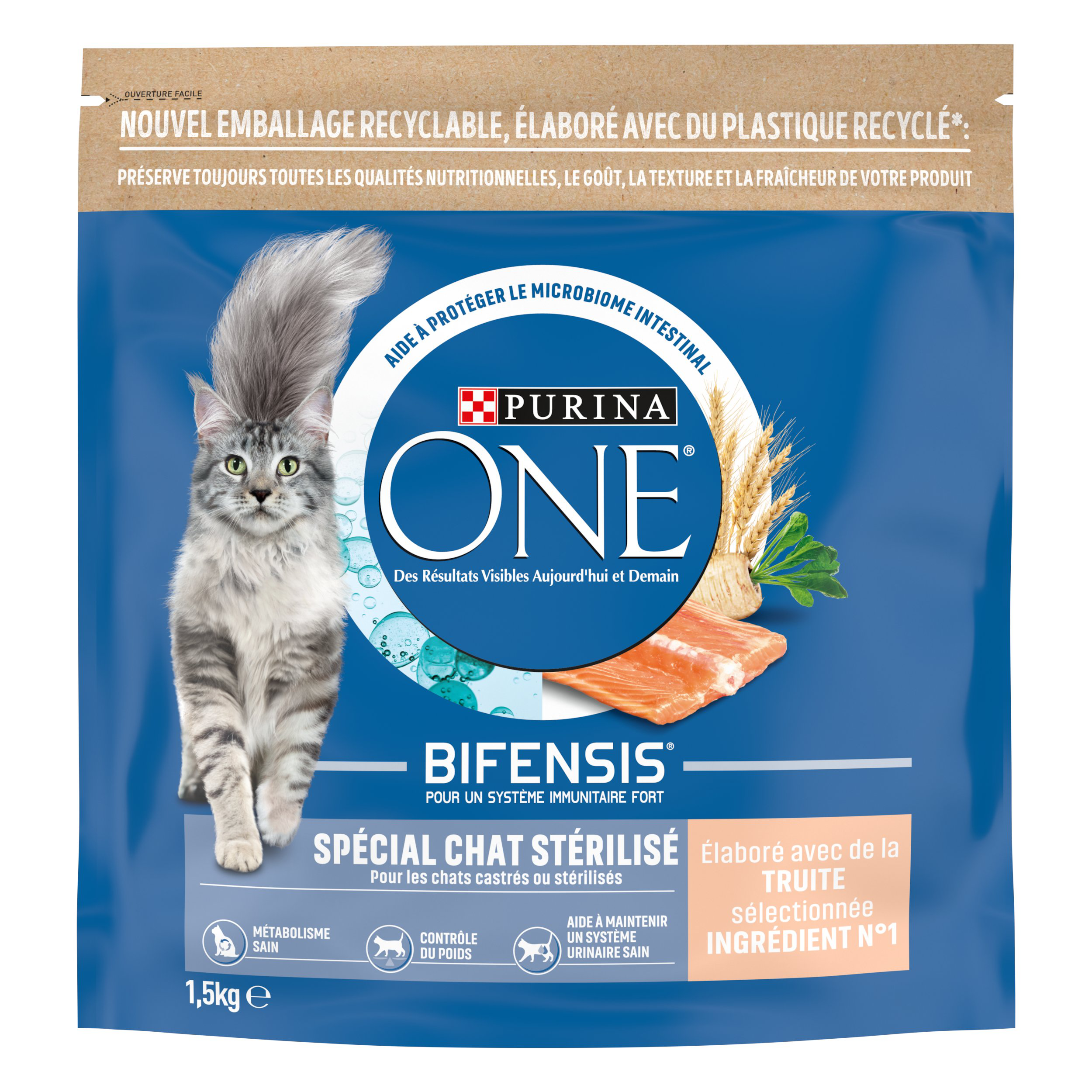 Purina One - Croquettes &agrave; la Truite et Bl&eacute; pour Chat St&eacute;rilis&eacute; - 1,5Kg Image num&eacute;ro 2