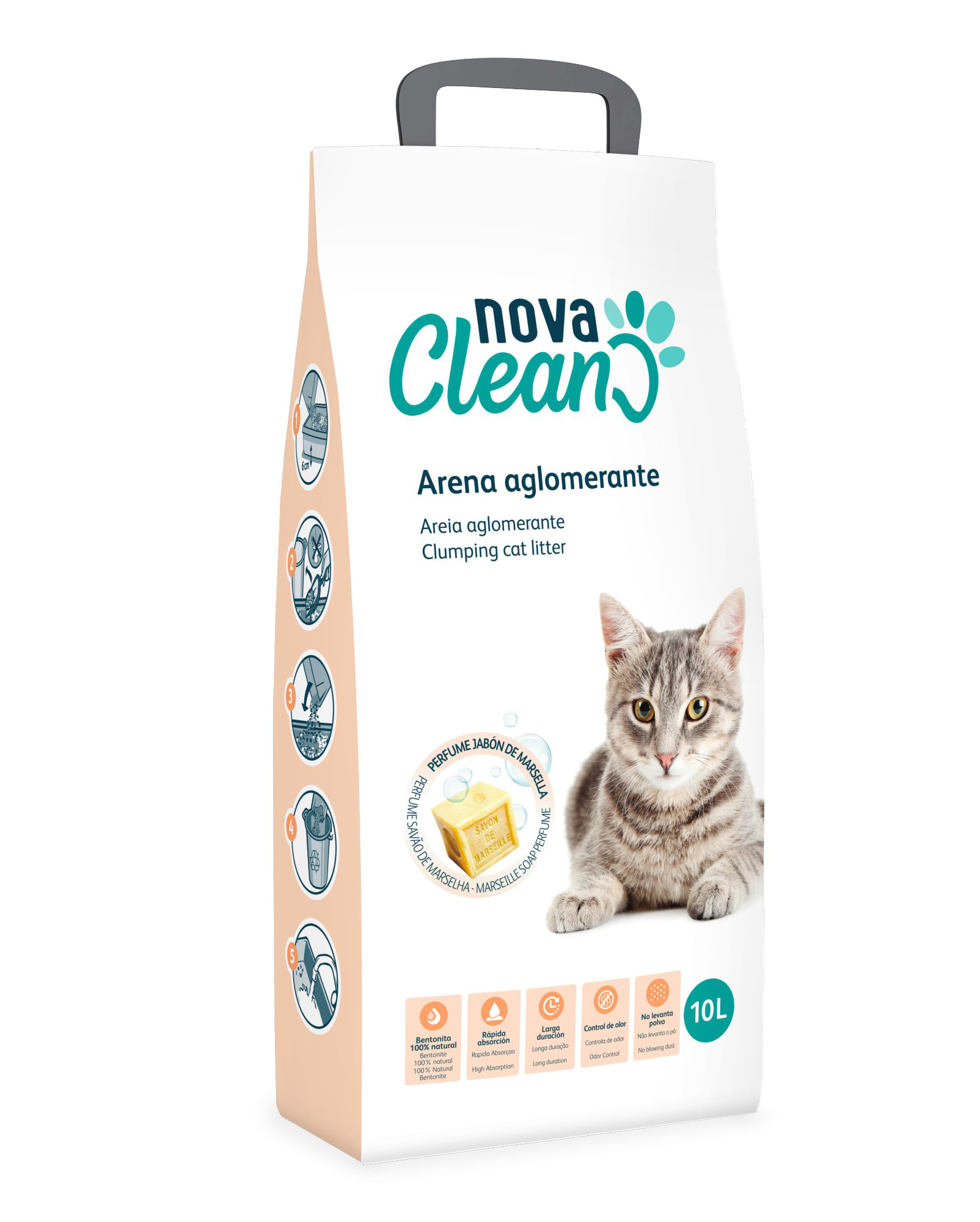 Nova Clean - Liti&egrave;re Agglom&eacute;rante Parfum&eacute;e au Savon de Marseille - 10L Image num&eacute;ro 1