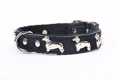 Yogipet - Collier Teckel Cuir Nylon pour Chien - Noir
