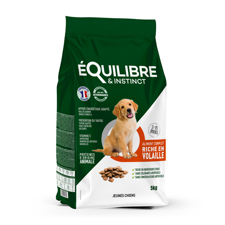 Équilibre & Instinct - Croquettes pour Jeunes Chiens Riche en Volaille - 5kg Image numéro 1 Équilibre & Instinct - Croquettes pour Jeunes Chiens Riche en Volaille - 5kg Image numéro 1