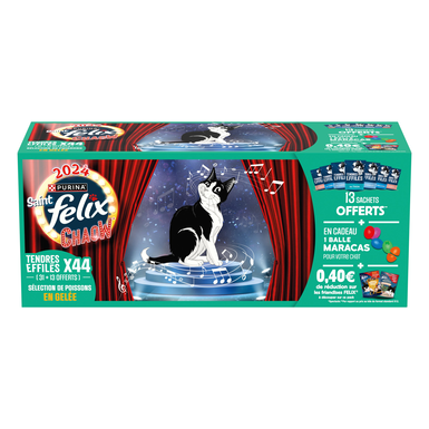 Sachets fraîcheur FELIX Tendres Effilés en Gelée Sélection de Poissons - 40X85g (28+12) pour Chats