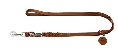 Hunter - Laisse Solid Education en Cuir de Bœuf  Cognac