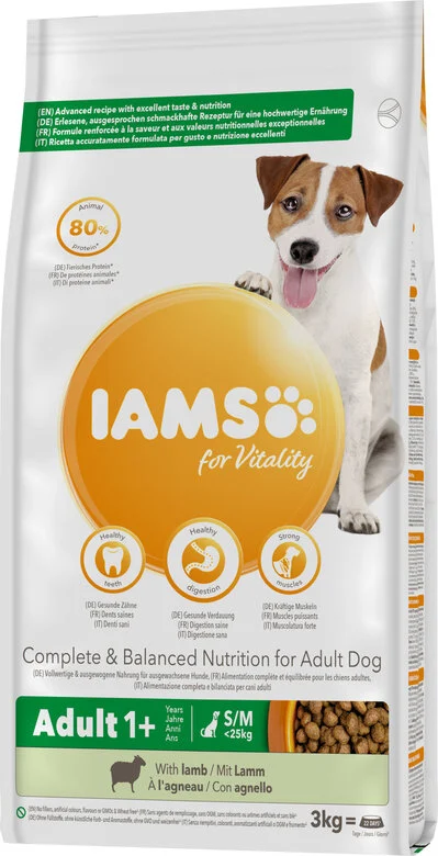 Iams - Croquettes for Vitality Chien Adulte Petite et Moyenne Race A l'agneau - 3kg Image numéro 1 Iams - Croquettes for Vitality Chien Adulte Petite et Moyenne Race A l'agneau - 3kg Image numéro 1