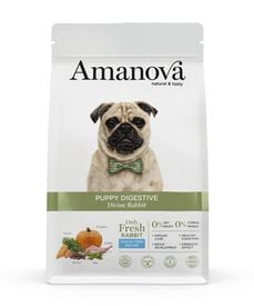 Amanova - Croquettes Puppy Digestive sans Céréales au Lapin pour Chiots - 7Kg