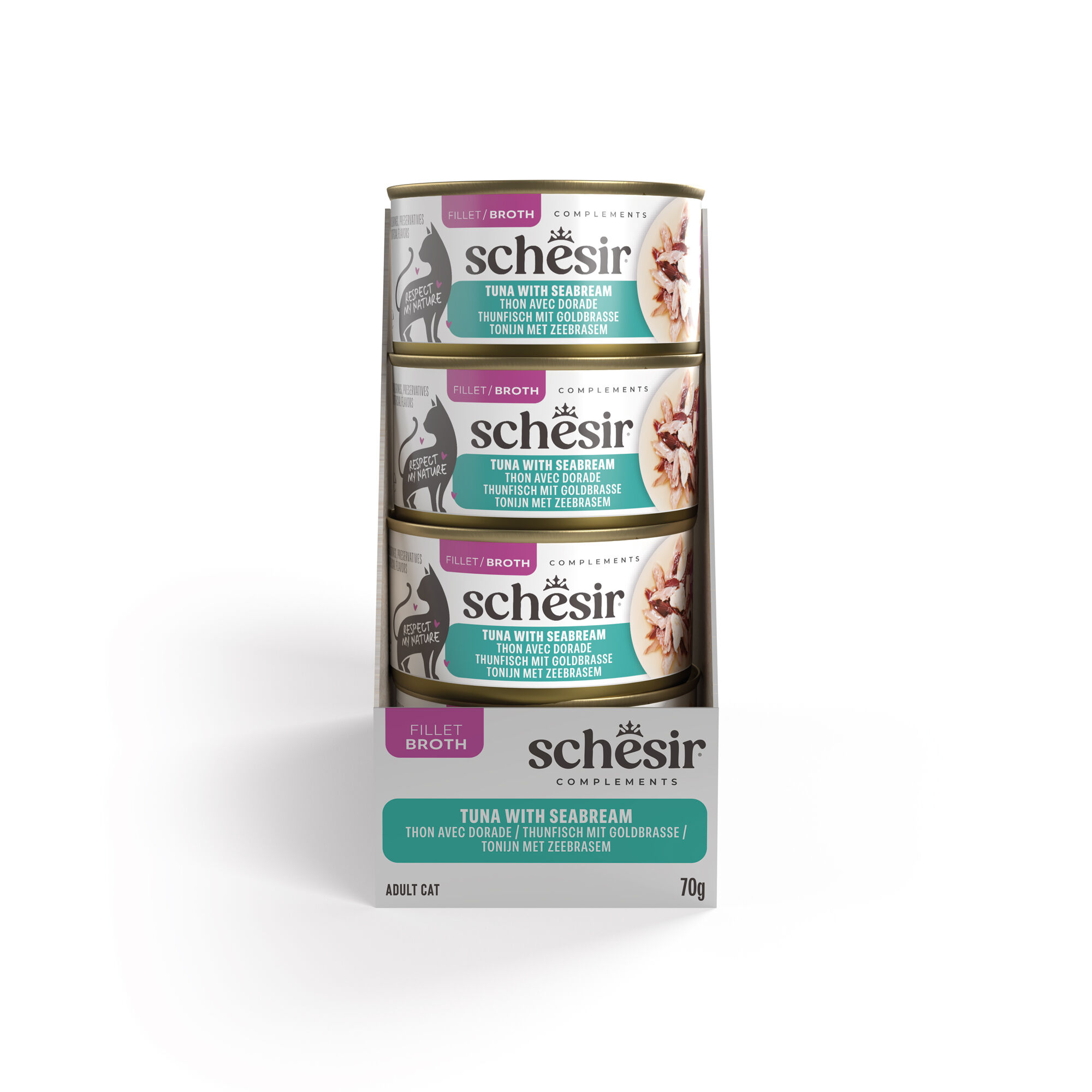 Schesir - P&acirc;t&eacute;e en Gel&eacute;e Thon et Daurade En Bouillon Pour Chats - 70g Image num&eacute;ro 4