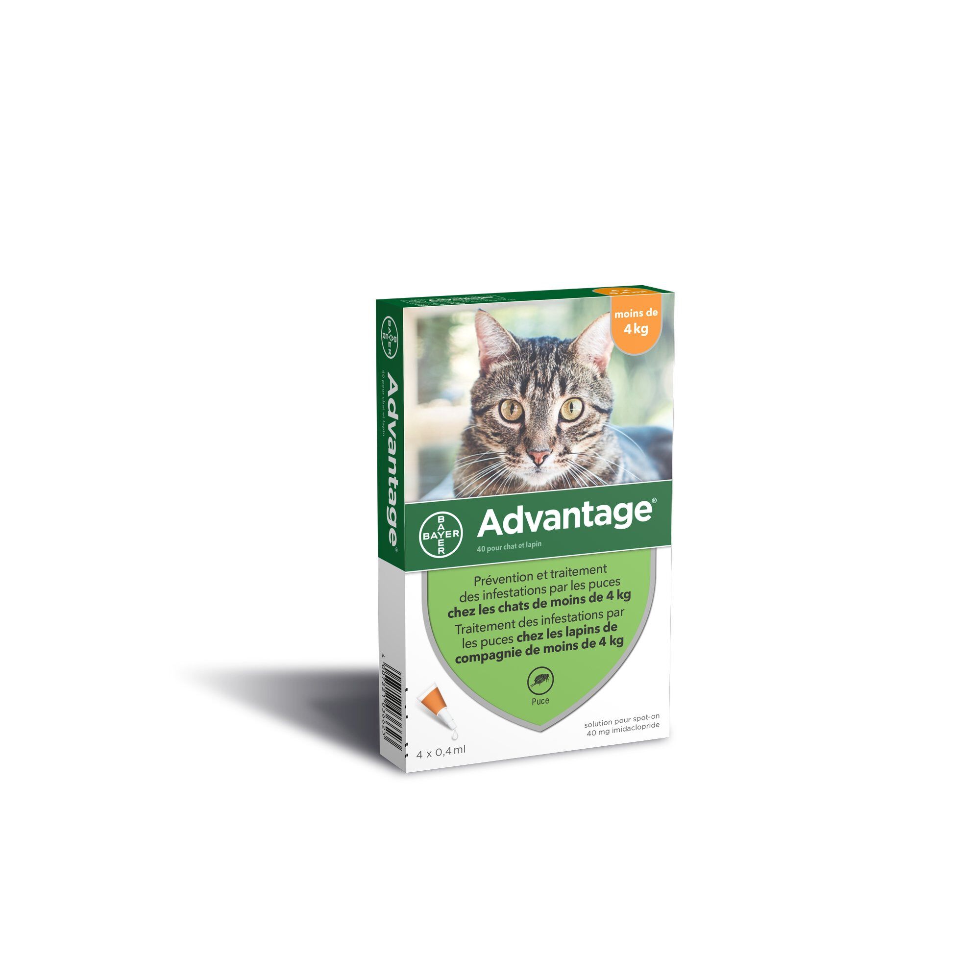 Bayer - Pipettes Antiparasitaires Advantage 40 pour Chat/Lapin - 4x0,4ml Image num&eacute;ro 1