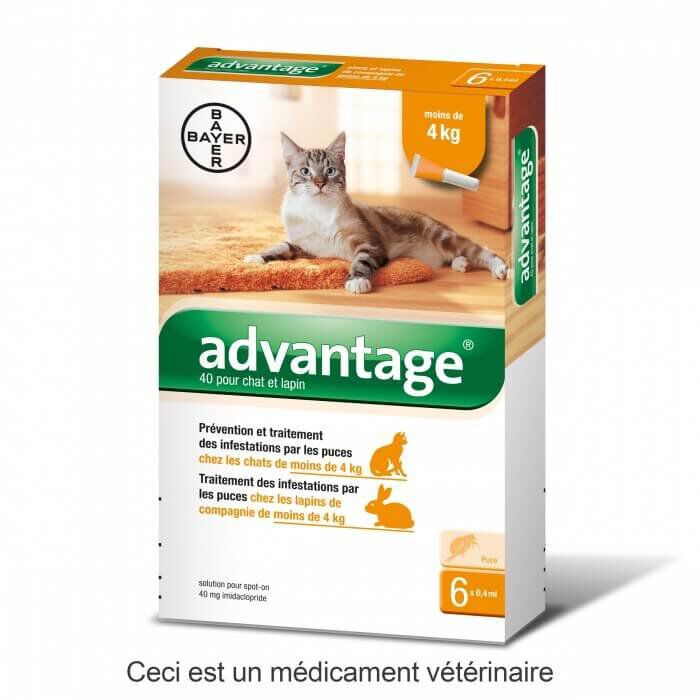 Advantage - Anti-puces 40 < 4Kg pour Chat - 6x0,4ml Image num&eacute;ro 1