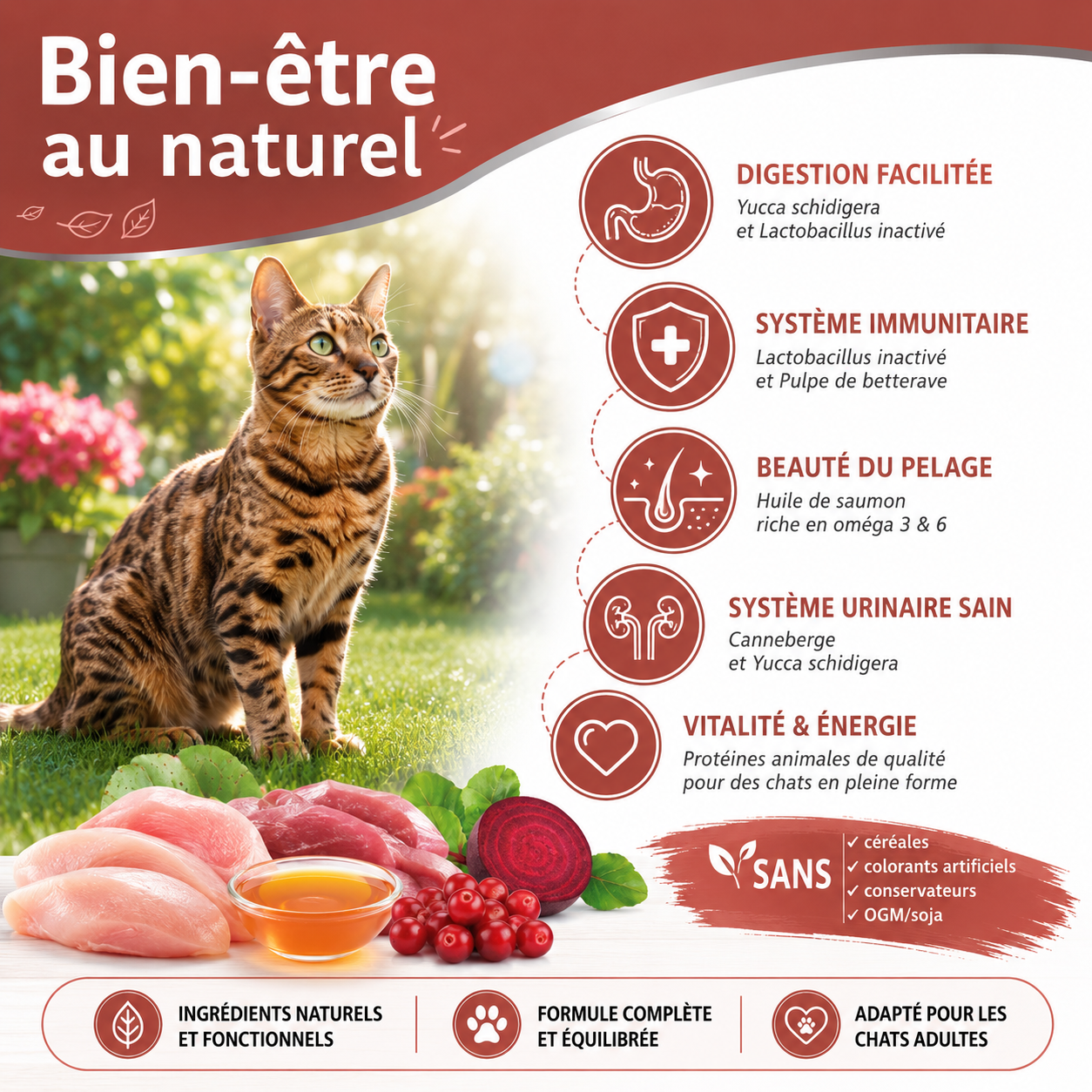 Nutrivia Nature Plus - Croquettes Naturelles au Poulet et Canard pour Chats Adultes - 2kg Image num&eacute;ro 4