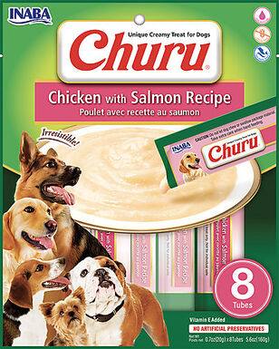 Inaba - Friandises Churu Poulet avec Recette au Saumon pour chiens - 8x20g