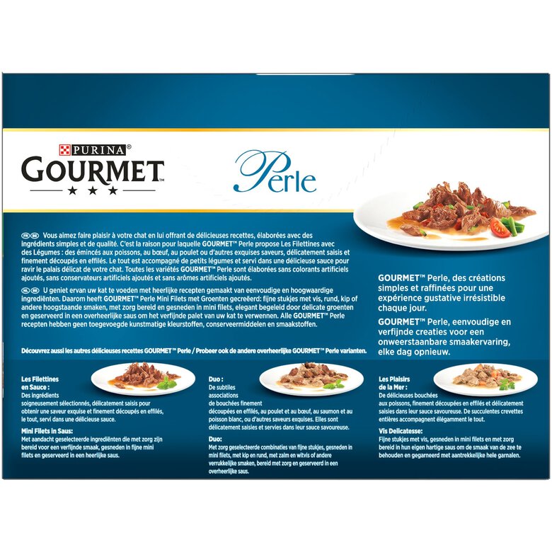 Gourmet - Sachets Perle Les Filettines avec Légumes pour Chat - 12x85g Image numéro 4 Gourmet - Sachets Perle Les Filettines avec Légumes pour Chat - 12x85g Image numéro 4