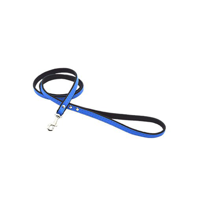 Comme Un Roi - Laisse Cuir So Trendy Bleu / Noir pour Chien et Chat - 120cm