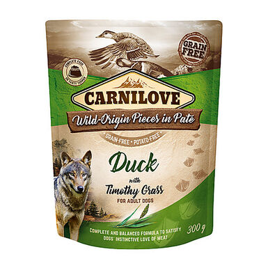 CARNILOVE - CHIEN ADULTE CANARD ET FLÉOLE DES PRÉS POCHON - 300 GR