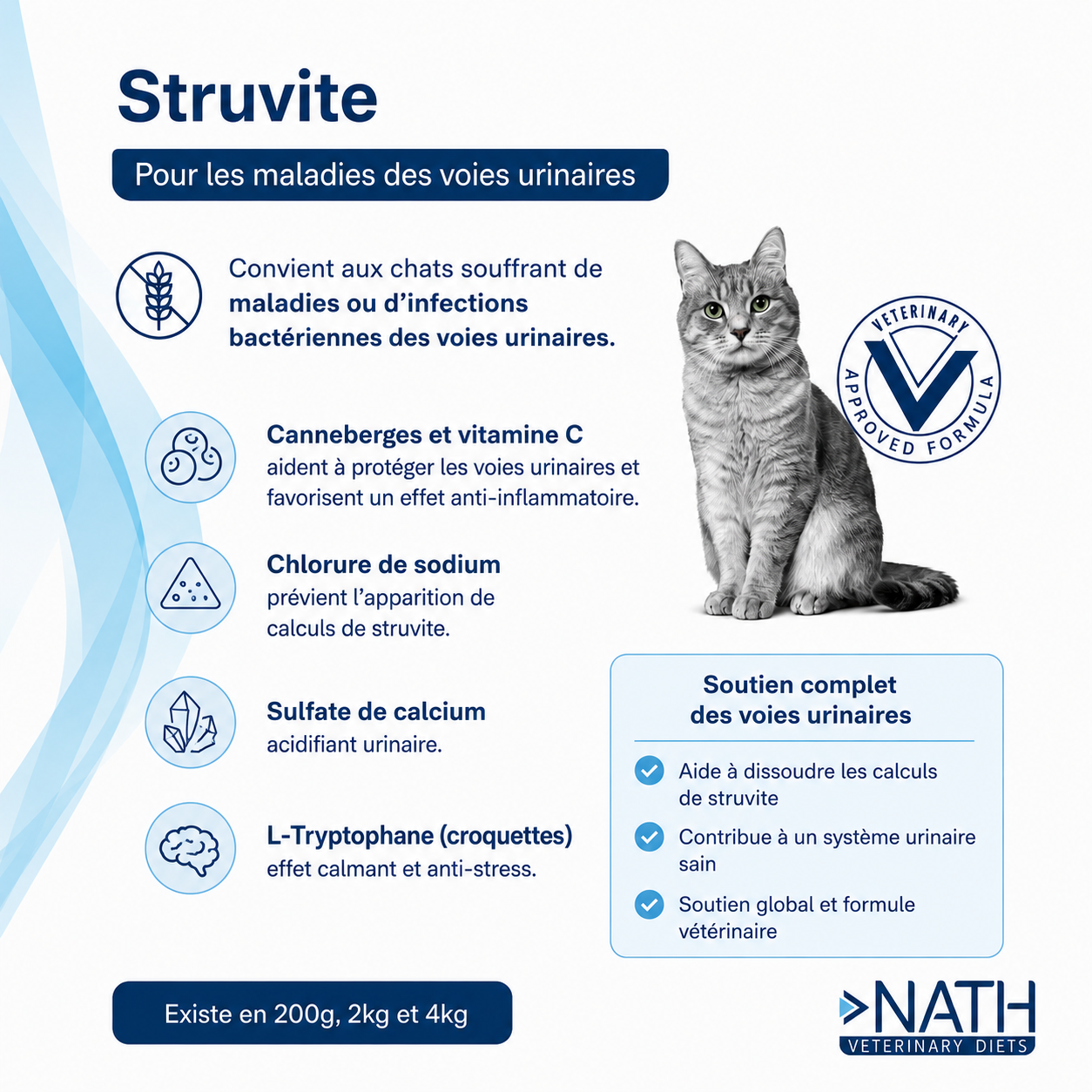 Nath Veterinary Diet - Croquettes Struvite Sans C&eacute;r&eacute;ales pour Chat - 2Kg Image num&eacute;ro 2