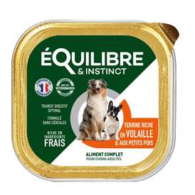Équilibre & Instinct - Pâtée à la Volaille et Petits Pois pour Chien - 300g