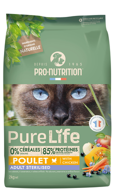 Pro Nutrition - Croquettes Pure Life Chat Sterilised Poulet Pour Chat