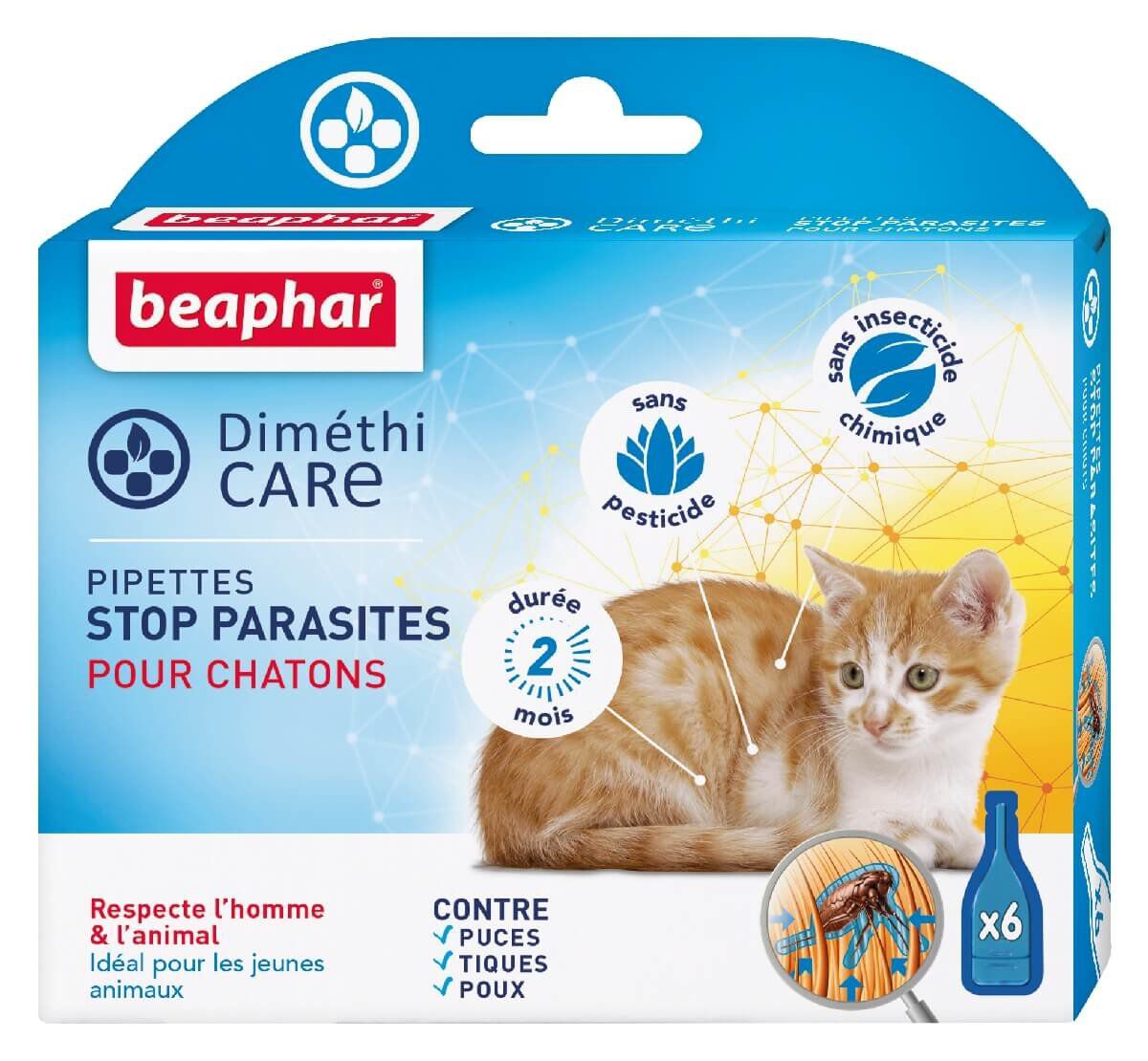 Dim&eacute;thiCARE - Pipettes STOP Parasites pour Chaton - 6x0,75ml Image num&eacute;ro 1
