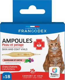 Francodex - Ampoules Peau et Pelage pour Chats et Chatons - 18x1ml