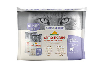 Almo Nature - Multipack Holistic Digestive Help Poissons et Poulet pour Chats - 6x70g