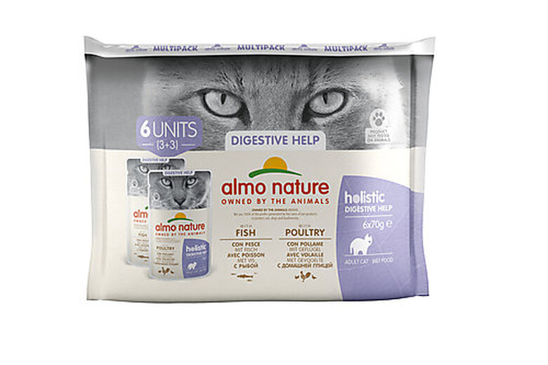 Almo Nature - Multipack Holistic Digestive Help Poissons et Poulet pour Chats - 6x70g image number null