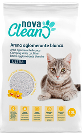 Nova Clean - Liti&egrave;re Agglom&eacute;rante Blanche Parfum Talc Ultra Absorbante pour Chats - 10L