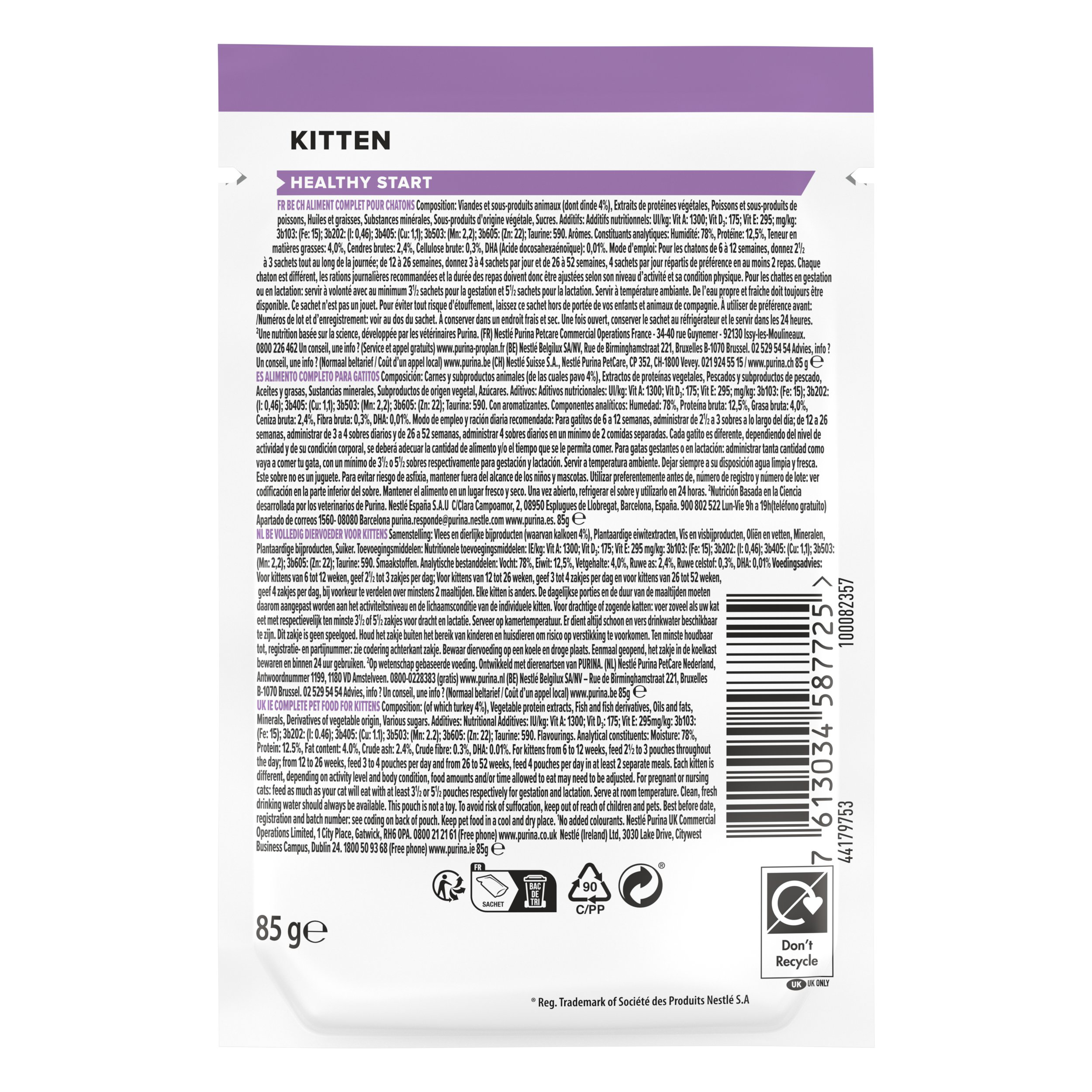 Pro Plan - Pochon Kitten HEALTHY START Dinde en Sauce pour chatons - 85g Image num&eacute;ro 2