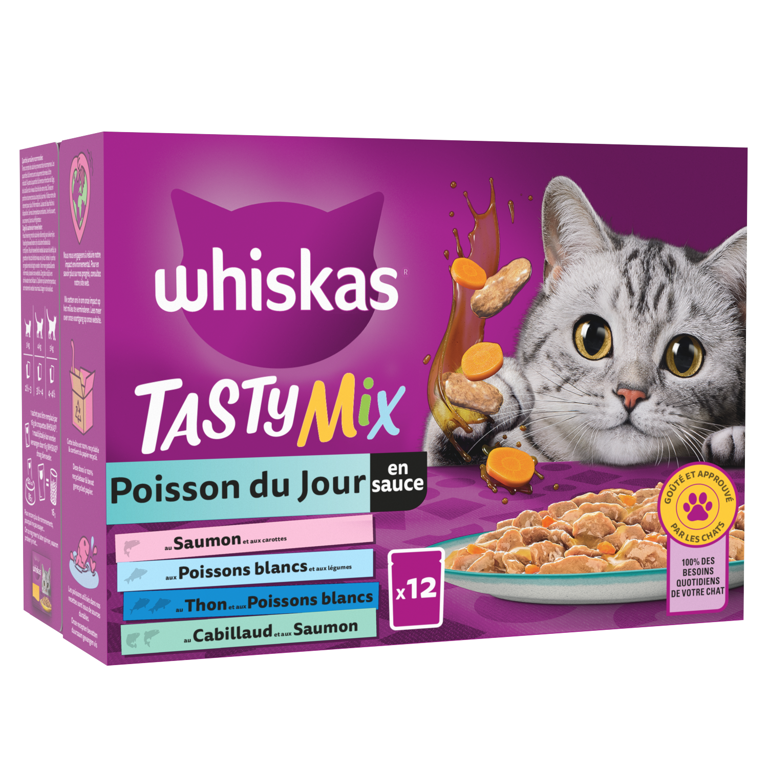 Whiskas - Tasty Mix Sachets Fra&icirc;cheur Poisson du Jour en Sauce 4 Vari&eacute;t&eacute;s pour Chats - 12x85g Image num&eacute;ro 1