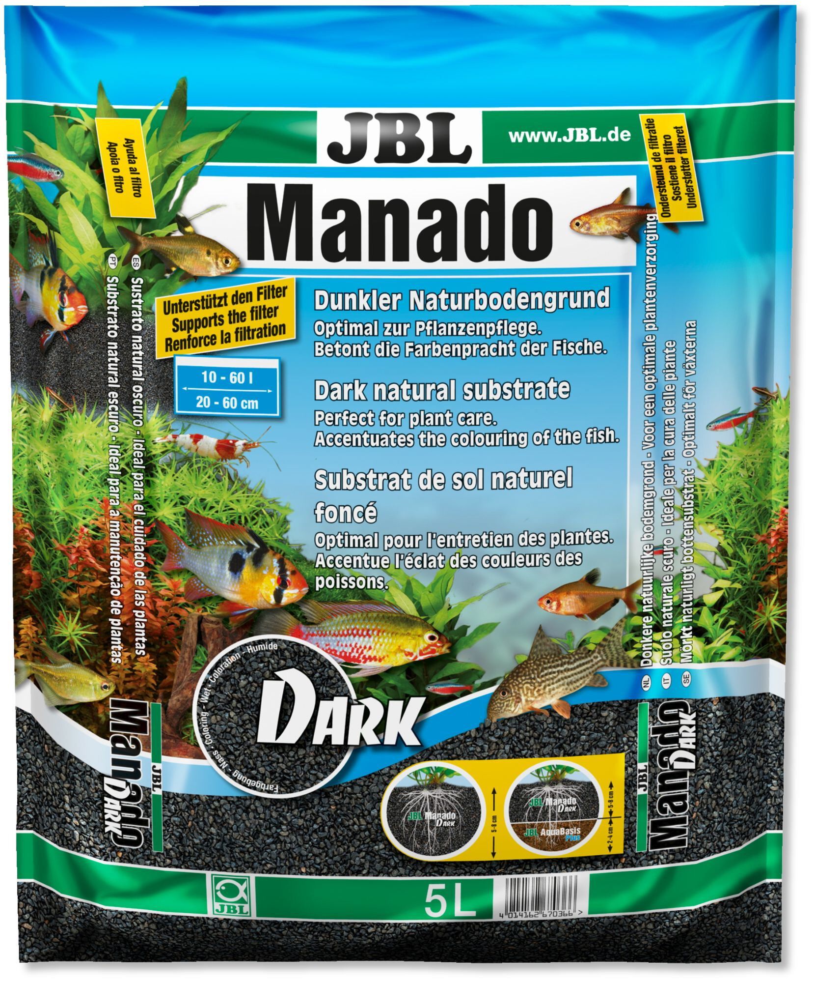 JBL - Substrat de Sol Naturel Manado Noir pour Aquarium - 5L Image num&eacute;ro 1