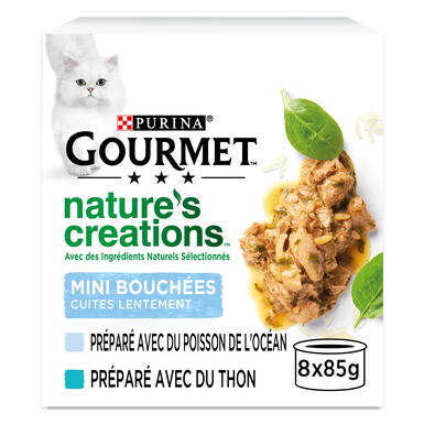 GOURMET - Pâtée Nature's Creation Multipack Poisson de l'Océan et Thon pour Chats - 8X85g