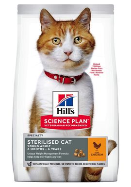 Hill's Science Plan - Croquettes Sterilised Young Adult Poulet pour Chat - 1,5Kg