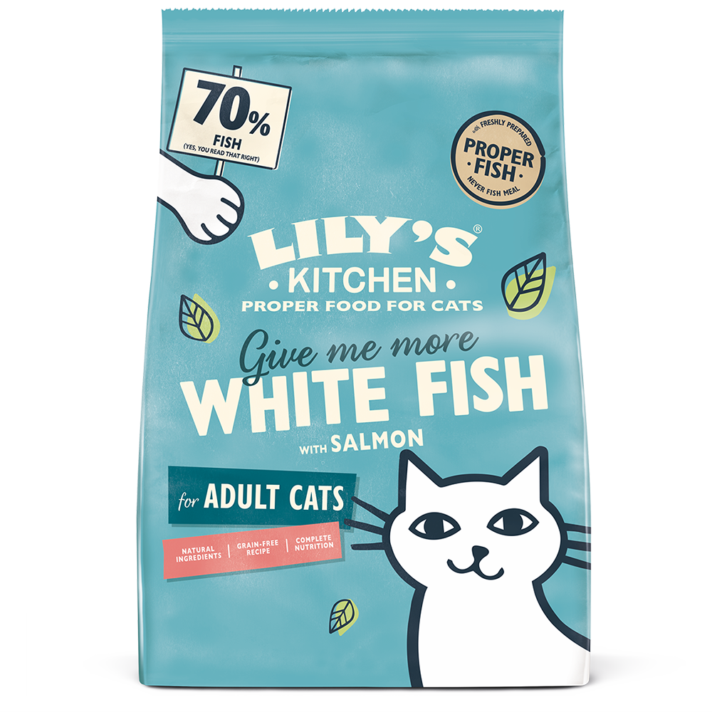 Lily's Kitchen - Croquettes Compl&egrave;tes sans C&eacute;r&eacute;ales aux Poissons avec Saumon pour Chats Adultes - 800g Image num&eacute;ro 1
