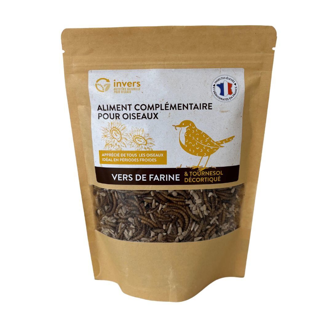 Invers - M&eacute;lange de Vers de Farine et Tournesol D&eacute;cortiqu&eacute; pour Oiseaux - 250g Image num&eacute;ro 1