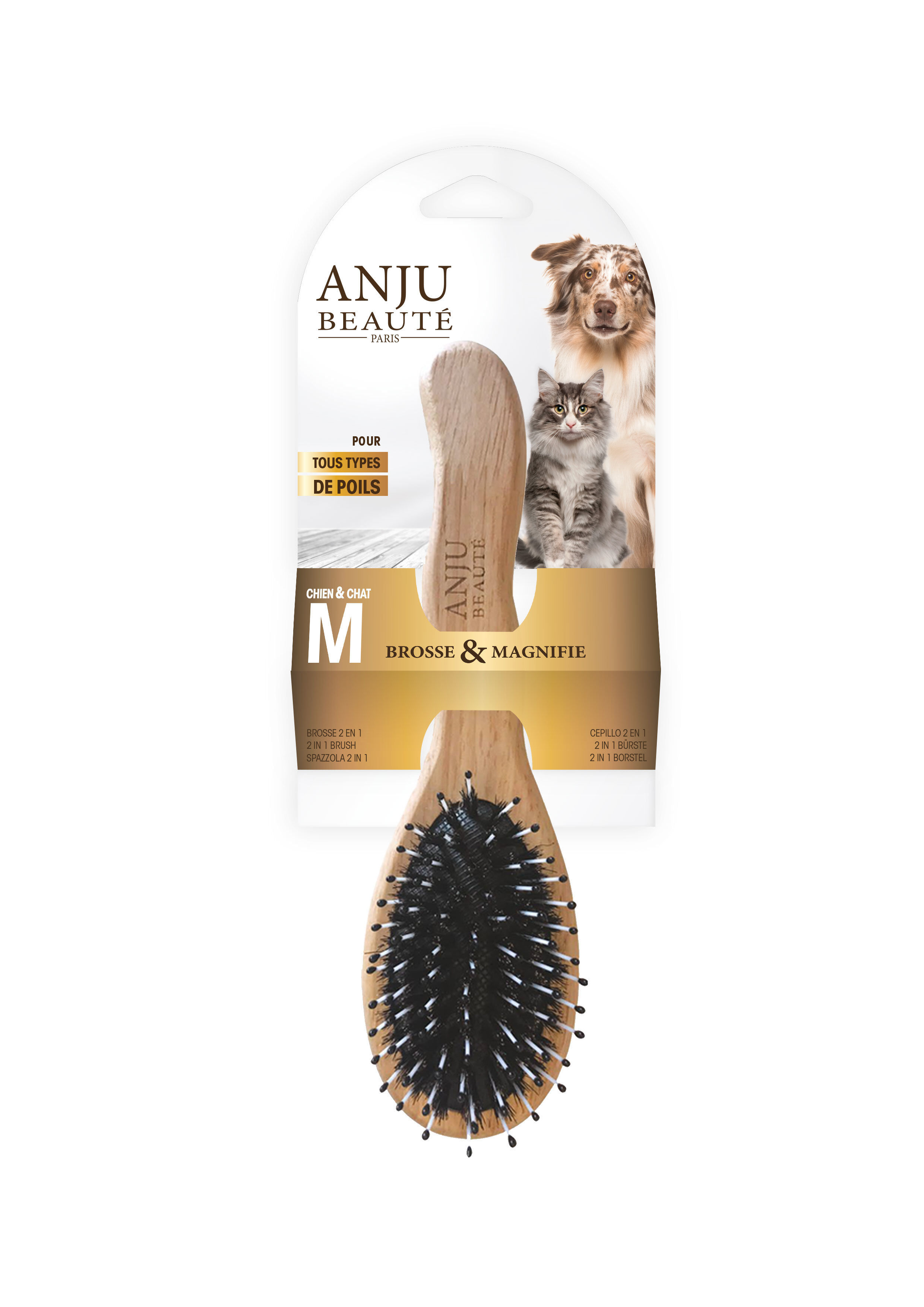 Anju Beaute - Brosse 2 en 1 pour Chiens - M Image num&eacute;ro 1