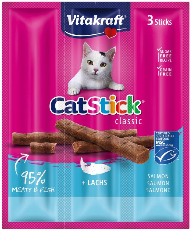 Vitakraft - Friandises Cat Stick Mini au Saumon pour Chats - x3 Image numéro 1 Vitakraft - Friandises Cat Stick Mini au Saumon pour Chats - x3 Image numéro 1