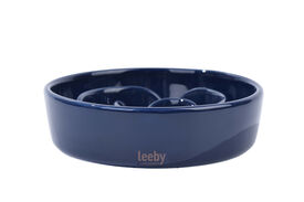Leeby - Gamelle Anti-Glouton Design Bleu en C&eacute;ramique Pour Chiens - 300ml