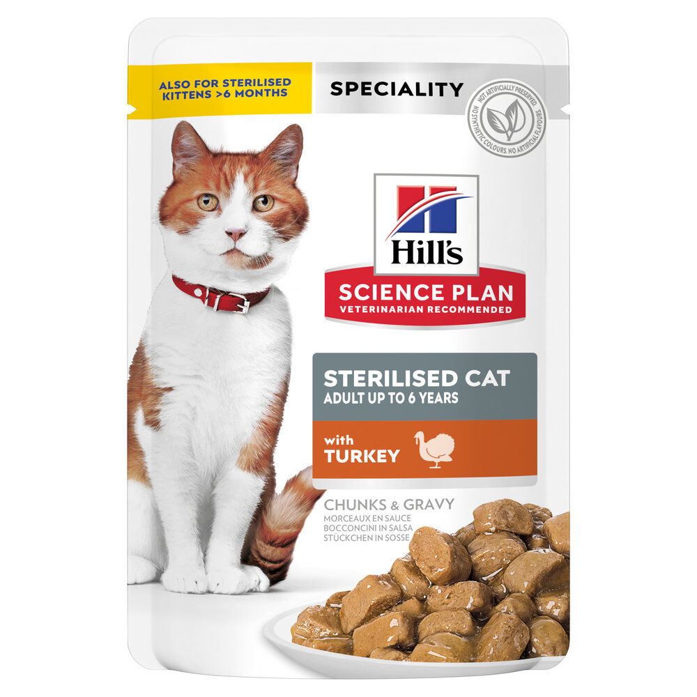 Hill's - Sachet Repas Science Plan Sterilised Cat pour Chat St&eacute;rilis&eacute; &agrave; la Dinde - 85g Image num&eacute;ro 1