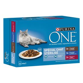 Purina One - Multipack Effilés en Sauce 3 Variétés pour Chat Stérilisé - 8x85g
