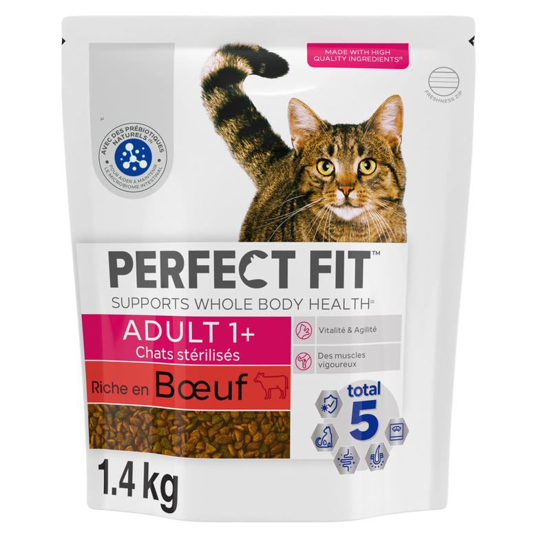 PERFECT FIT -  Croquettes ADULT 1+ Boeuf pour chat adulte stérilisé - 1,4kg Image numéro 1 PERFECT FIT -  Croquettes ADULT 1+ Boeuf pour chat adulte stérilisé - 1,4kg Image numéro 1