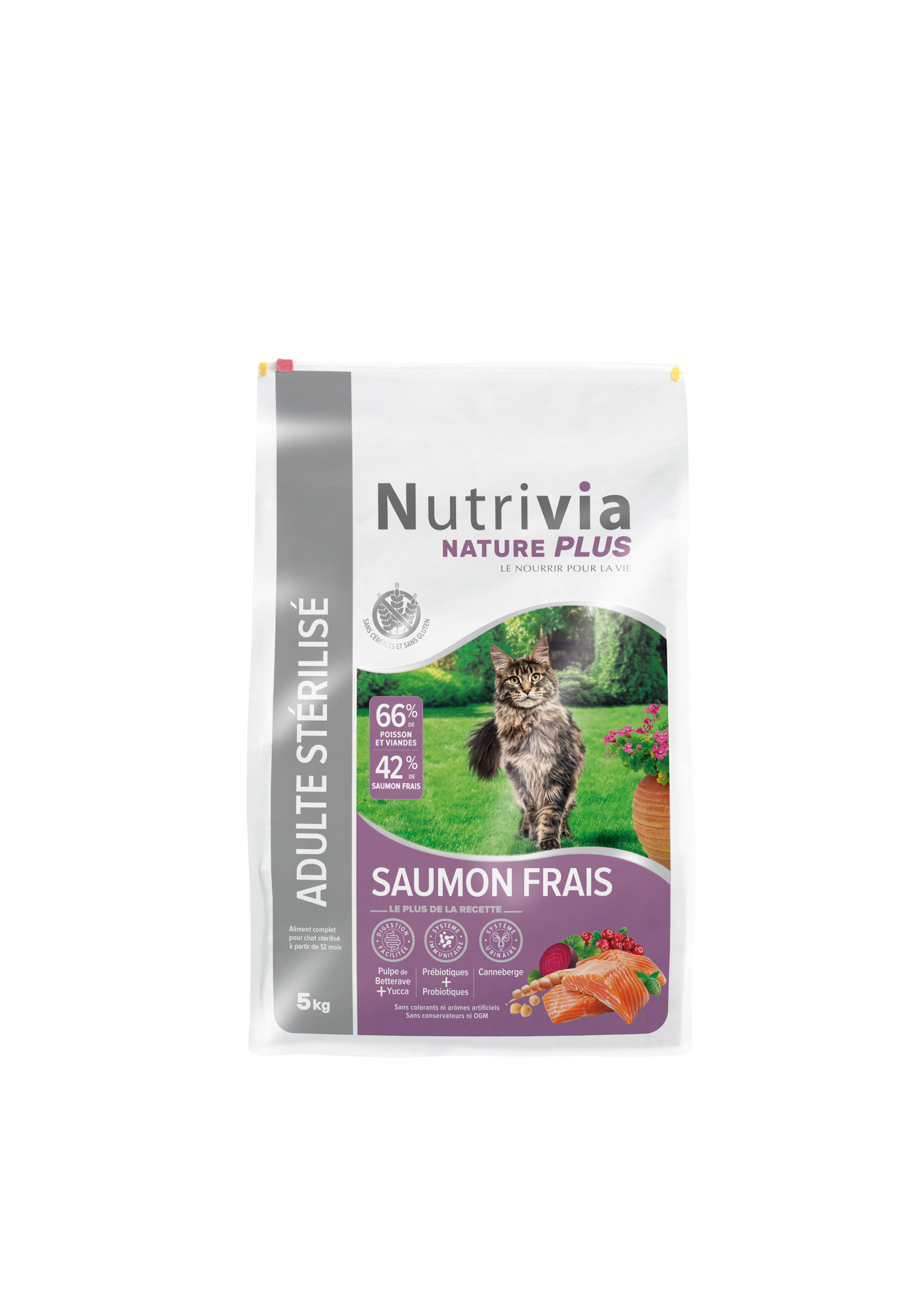 Nutrivia Nature Plus - Croquettes Naturelles au Saumon pour Chats St&eacute;rilis&eacute;s - 5kg Image num&eacute;ro 1