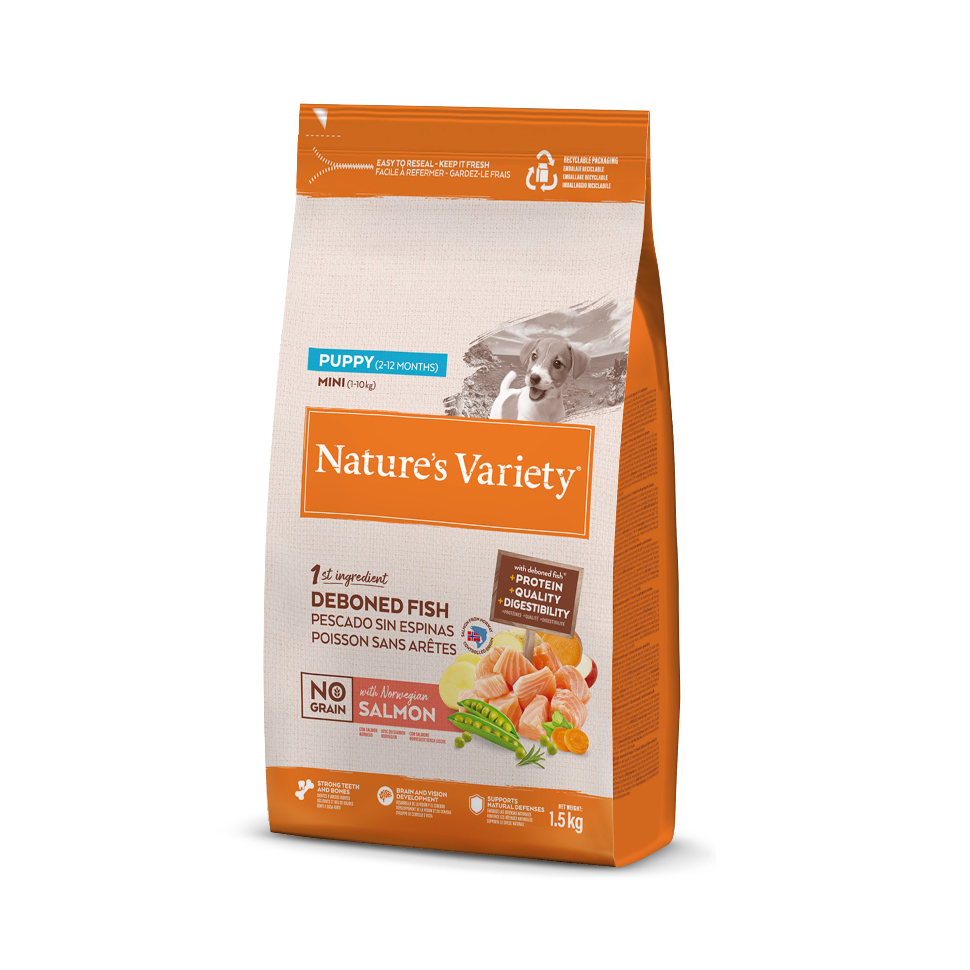 Nature's Variety - Croquettes No Grain Puppy Mini Au Saumon Pour Chiens - 1,5kg Image num&eacute;ro 7