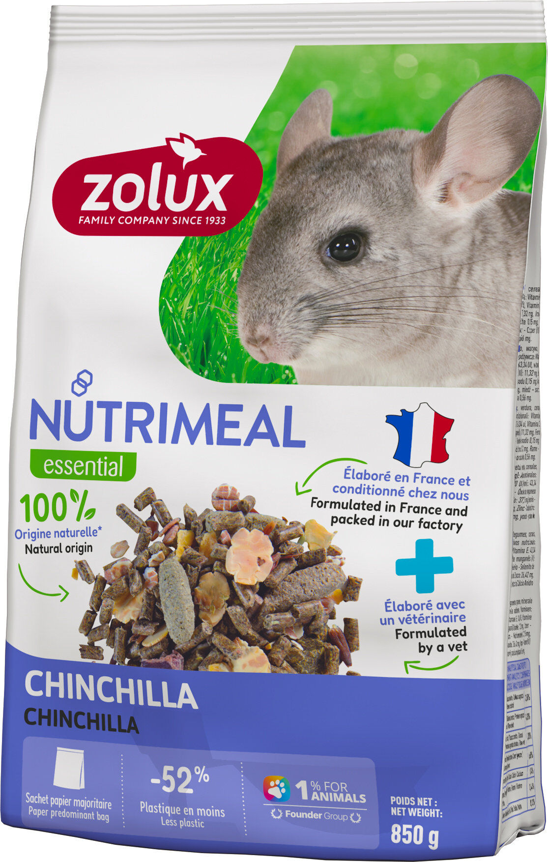 Zolux - M&eacute;lange Aliment Nutrimeal Pour Chinchilla - 850g Image num&eacute;ro 1