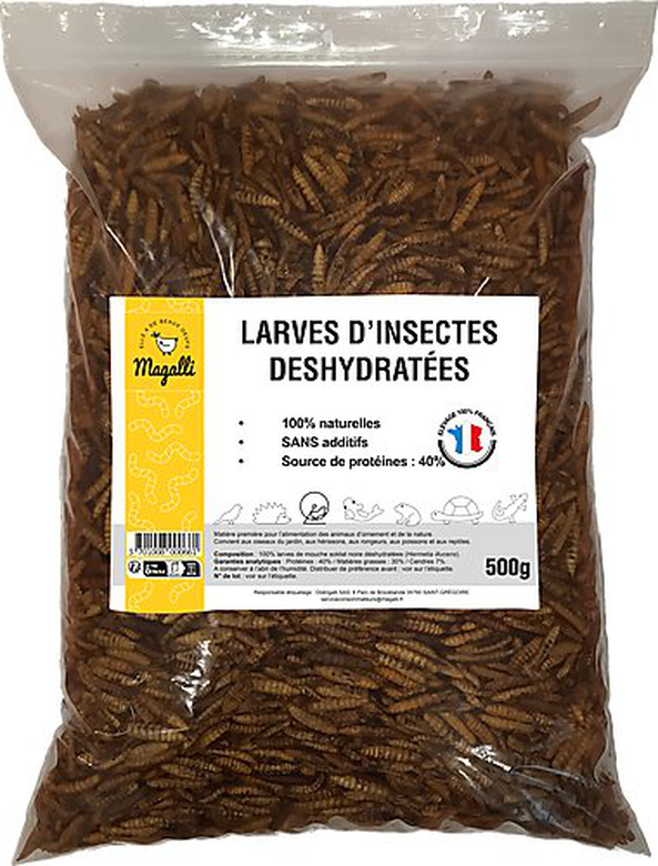 Magalli - Larves Déshydratées pour Animaux de la Nature - 500g Image numéro 1 Magalli - Larves Déshydratées pour Animaux de la Nature - 500g Image numéro 1