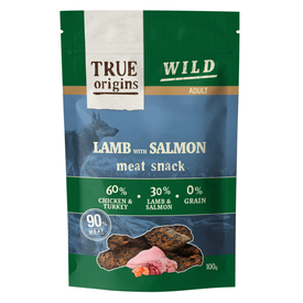 True Origins Wild - Friandises Jerky Ageau et Saumon pour Chien Adulte - 100g