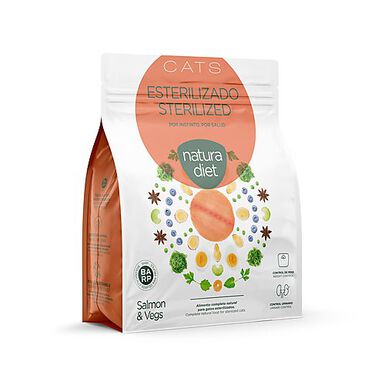 Natura Diet - Croquettes Adulte Sterilized au Saumon pour Chat Stérilisé - 400g