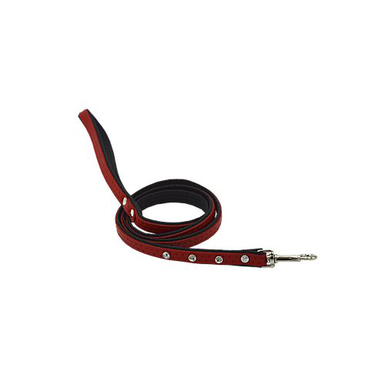 Comme Un Roi - Laisse Cuir et Strass So Trendy Rouge / Noir pour Chien et Chat - 120cm