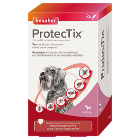 Beaphar - ProtecTix 100 mg/500 mg Solution Spot-on pour Chiens entre 4 et 10kg  - 3x1ml