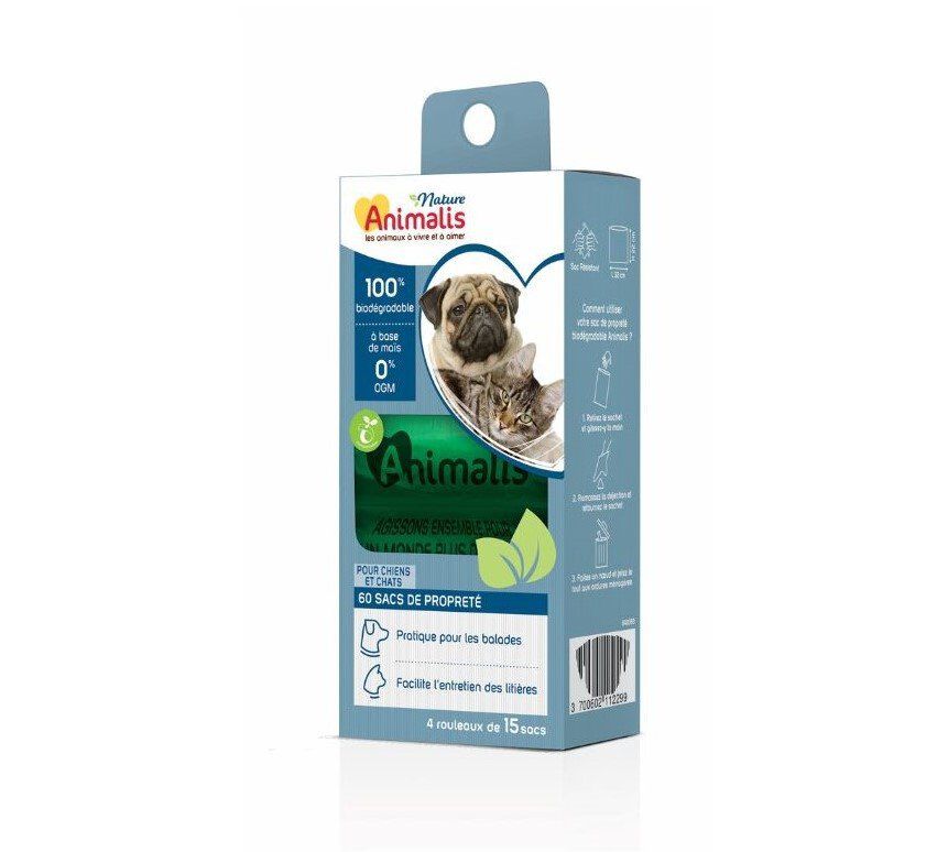 Animalis Nature - Lot De 15 Sacs Propret&eacute; Biod&eacute;gradable pour Chien et Chat - X4 Image num&eacute;ro 1
