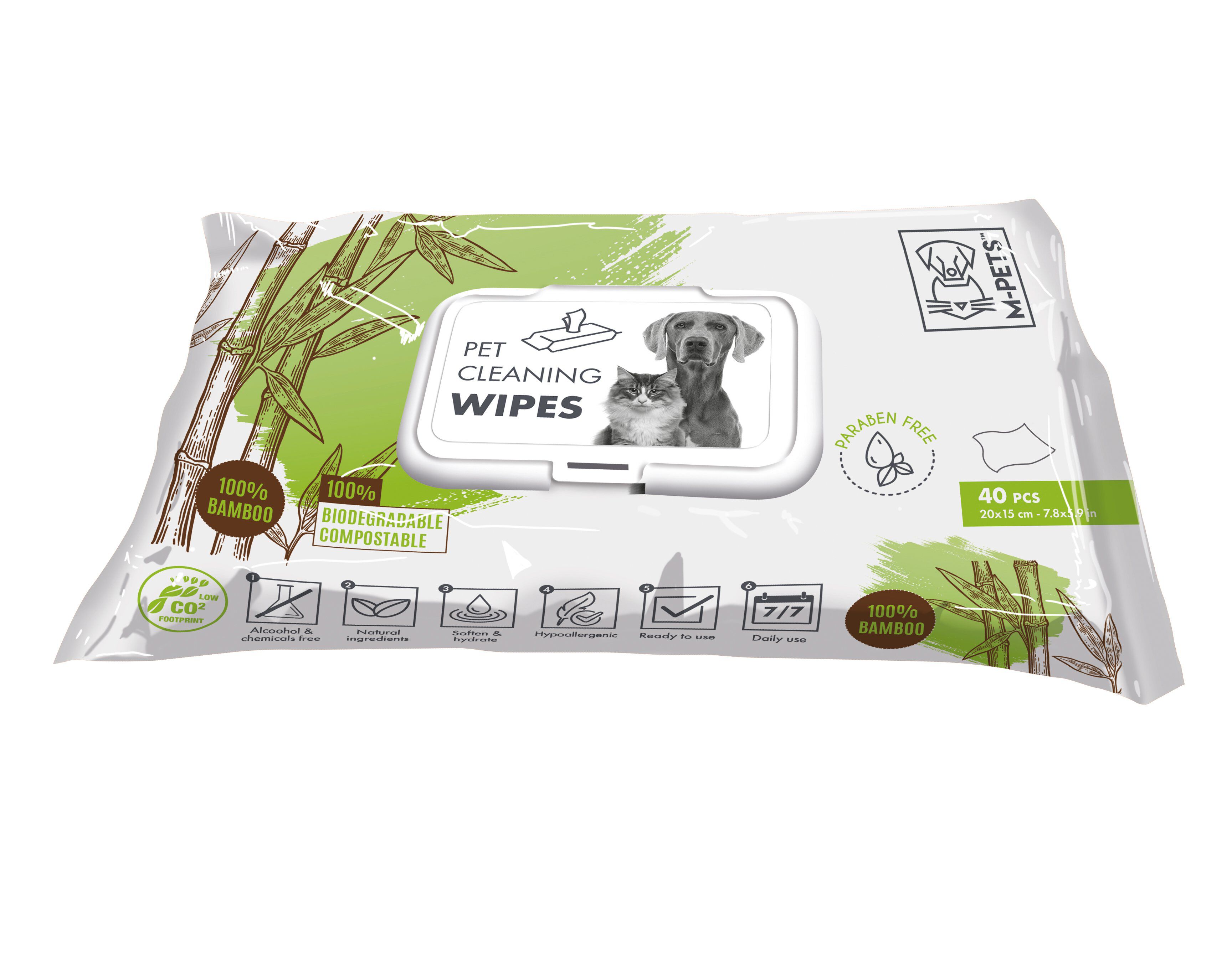 M-Pets - Lingettes Biod&eacute;gradables 100% Bamboo - x40 Image num&eacute;ro 1