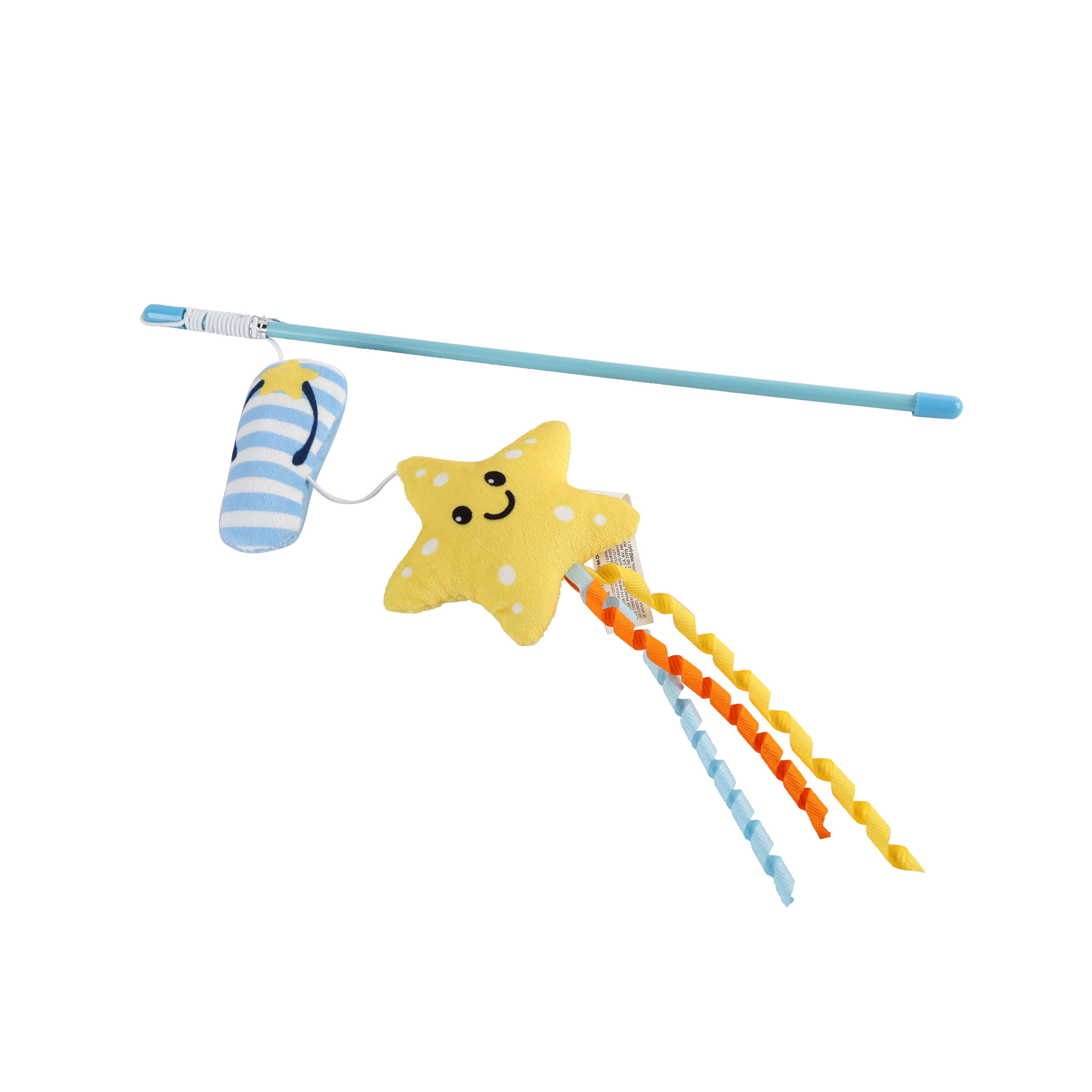 Summer Vibes - Canne &agrave; P&ecirc;che avec Tong et Etoile de Mer pour Chats - 30cm Image num&eacute;ro 3