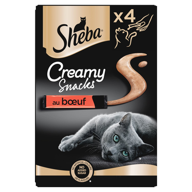 SHEBA - Friandises Creamy Snacks au Bœuf pour chat adulte - 4x12g
