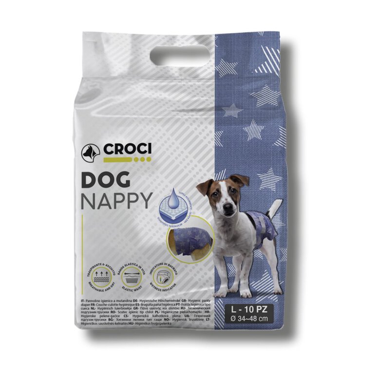 Croci - Couches Jetables Dog Nappy Diaper Jeans  pour Chiens - M 32/44cm Image numéro 1 Croci - Couches Jetables Dog Nappy Diaper Jeans  pour Chiens - M 32/44cm Image numéro 1